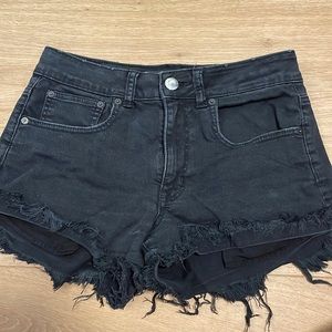 American eagle black frayed jean shorts